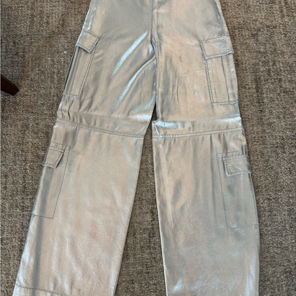 Zara Metallic Silver Cargo Pants - Picture 2 of 5